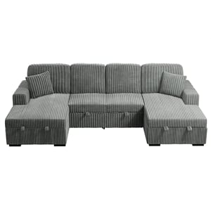 Poundex 3-Piece Convertible Sectional with Foam Seating in Smoke