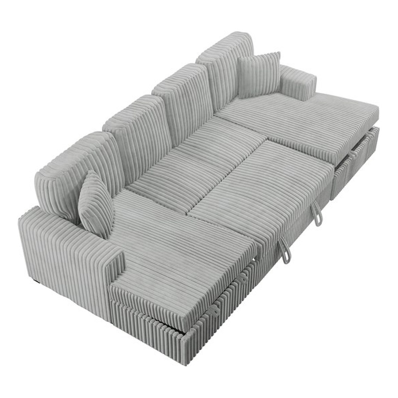 Poundex 3-Piece Convertible Sectional with Foam Cushions in Ash