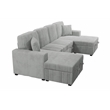 Poundex 3-Piece Convertible Sectional with Foam Cushions in Ash