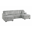 Poundex 3-Piece Convertible Sectional with Foam Cushions in Ash