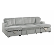 Poundex 3-Piece Convertible Sectional with Foam Cushions in Ash