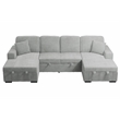 Poundex 3-Piece Convertible Sectional with Foam Cushions in Ash