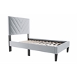 Poundex Adjustable V-Stitch Headboard Twin Bed Frame in Gray Velvet