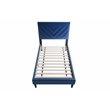 Poundex Adjustable V-Stitch Headboard Twin Bed Frame in Blue Velvet