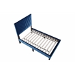 Poundex Adjustable V-Stitch Headboard Twin Bed Frame in Blue Velvet