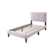 Poundex Twin Adjustable V Stitch Headboard Modern Velvet Platform Bed Light Pink