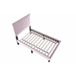 Poundex Twin Adjustable V Stitch Headboard Modern Velvet Platform Bed Light Pink