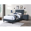 Poundex Fabric Adjustable Headboard Twin Bed Frame in Brushed Linen Charcoal