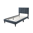 Poundex Fabric Adjustable Headboard Twin Bed Frame in Brushed Linen Charcoal