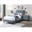 Poundex Twin Fabric Bed Frame Featuring Adjustable Headboard in Gray