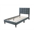 Poundex Twin Fabric Bed Frame Featuring Adjustable Headboard in Gray