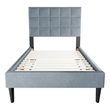 Poundex Twin Fabric Bed Frame Featuring Adjustable Headboard in Gray