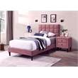 Poundex Channel Tufted Adjustable Twin Bed Frame in Pink Fabric