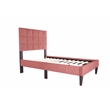 Poundex Channel Tufted Adjustable Twin Bed Frame in Pink Fabric
