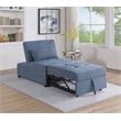 Poundex Upholstered Sherpa Wool Fabric Convertible Chair in Blue Color
