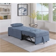Poundex Upholstered Sherpa Wool Fabric Convertible Chair in Blue Color