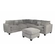 Poundex Foam-Filled 4-Piece Sectional Sofa in Soft Light Gray