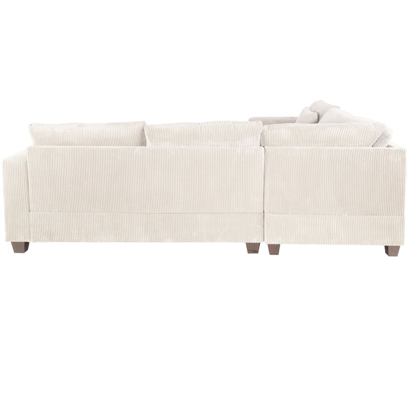 Poundex Foam-Filled 4-Piece Sectional Sofa in Soft Ivory Finish