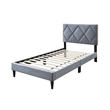 Poundex Adjustable Diamond Tufted Headboard Twin Bed Frame in Gray Velvet