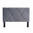 Poundex Adjustable Diamond Tufted Headboard Twin Bed Frame in Gray Velvet