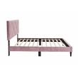 Poundex Adjustable Diamond Tufted Headboard Twin Bed Frame in Pink Velvet