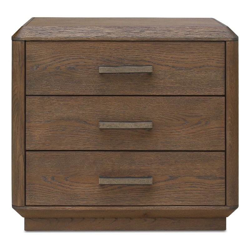 Moe's Home Collection Caleb 3-Drawers Wood Bedroom Nightstand in Brown