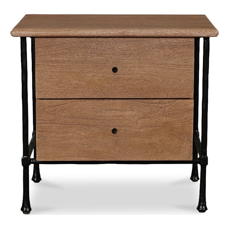 Moe's Home Collection Rene 2-Drawers Wood Bedroom Nightstand in Brown