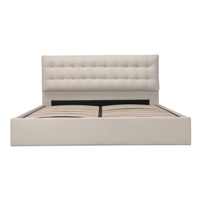 Moe's Home Collection Sebastion Storage Beds Fabric Beige