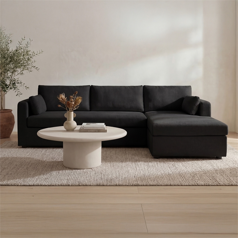 Moe's Home Collection Burrow Modular Sectionals Fabric Black