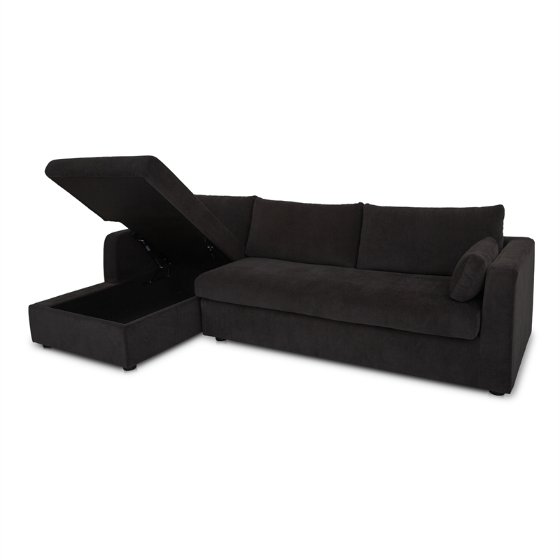 Moe's Home Collection Burrow Modular Sectionals Fabric Black
