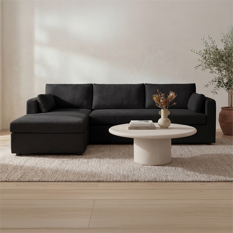 Moe's Home Collection Burrow Modular Sectionals Fabric Black