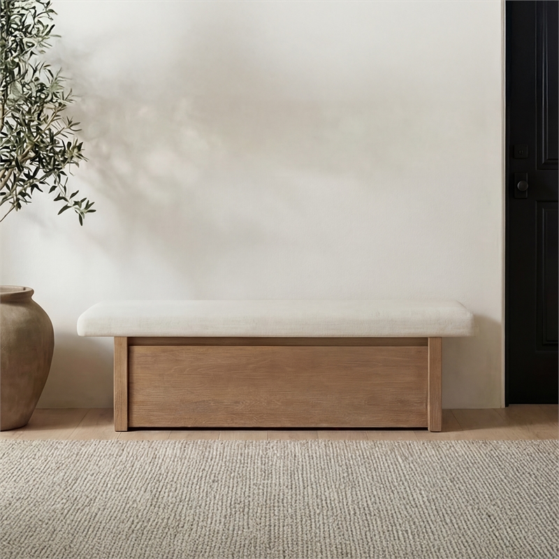 Moe's Home Collection Gemma Benches Fabric White