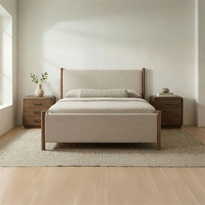 Moe's Home Collection Warren Beds Fabric Beige