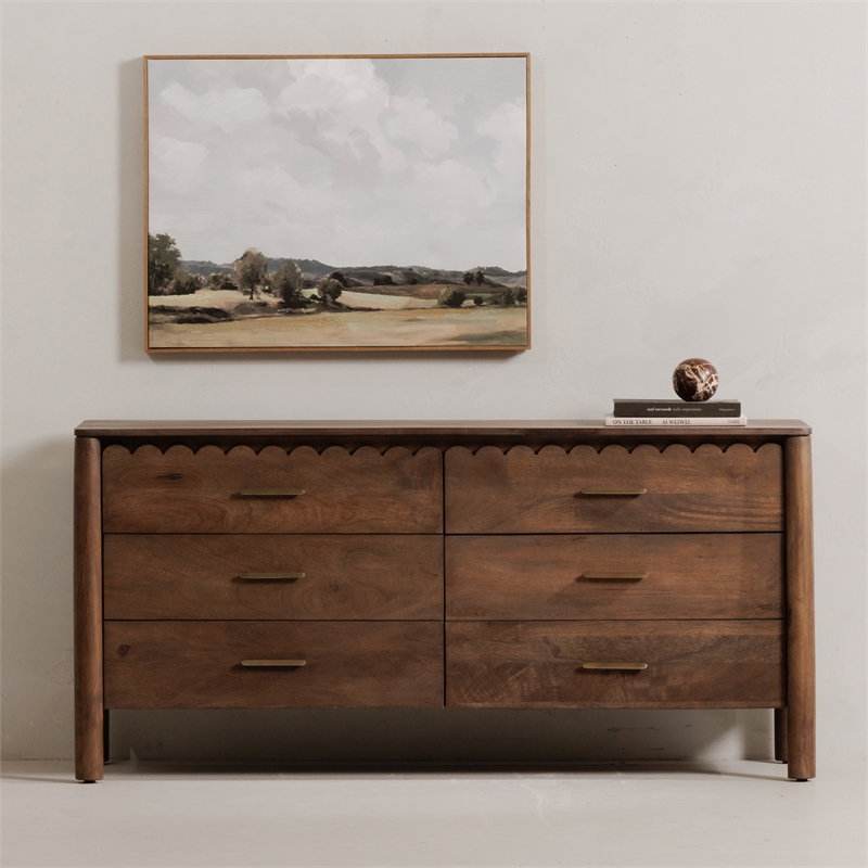 Moe's Home Collection Wiley Wood 6-Drawers Bedroom Dresser in Brown
