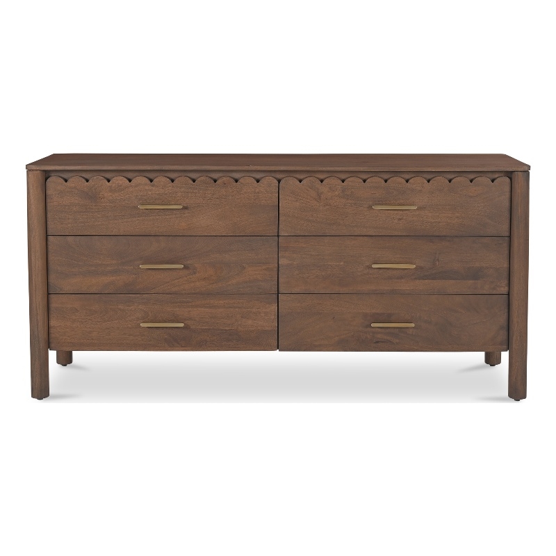Moe's Home Collection Wiley Wood 6-Drawers Bedroom Dresser in Brown