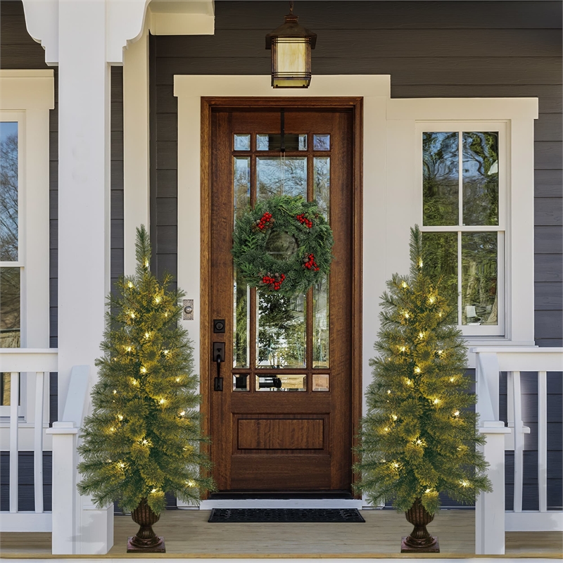 Jeco 3.5' Artificial Christmas Tree With Plastic Pot Stand (Set of 2)