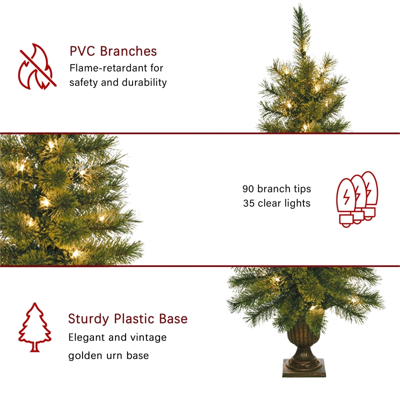 Jeco 3.5' Artificial Christmas Tree With Plastic Pot Stand (Set of 2)