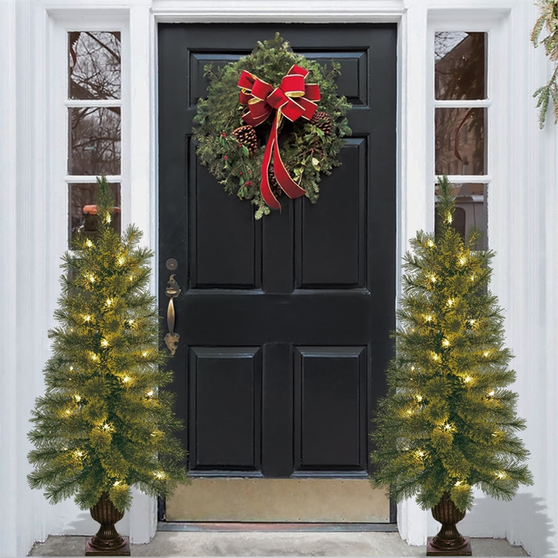 Jeco 3.5' Artificial Christmas Tree With Plastic Pot Stand (Set of 2)
