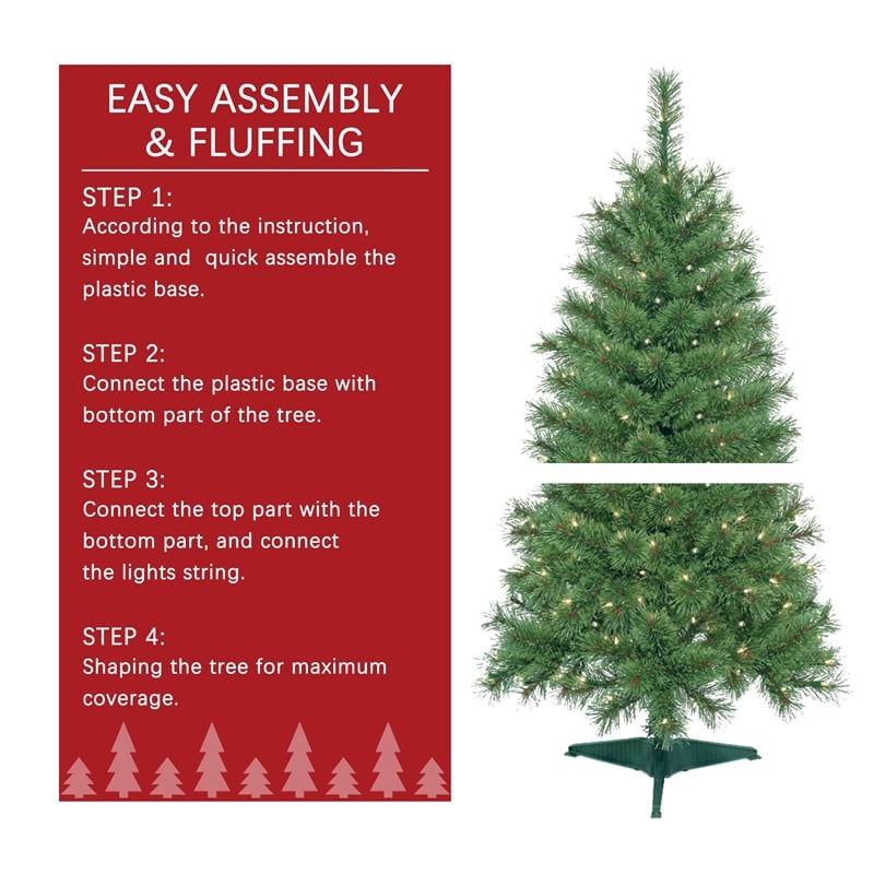 Jeco 4' Pre-Lit Artificial Christmas Tree