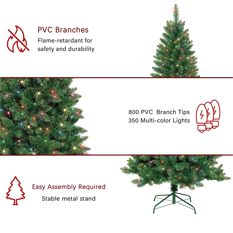 Jeco 7' Slim Pre-Lit Artificial Christmas Tree With Metal Stand