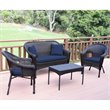 Jeco 4 Piece Wicker Patio Sofa Set in Midnight Blue