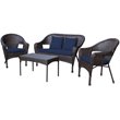 Jeco 4 Piece Wicker Patio Sofa Set in Midnight Blue