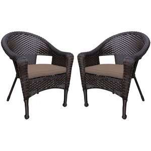 Jeco Resin Wicker Patio with Cushion in Brown (Set of 2)