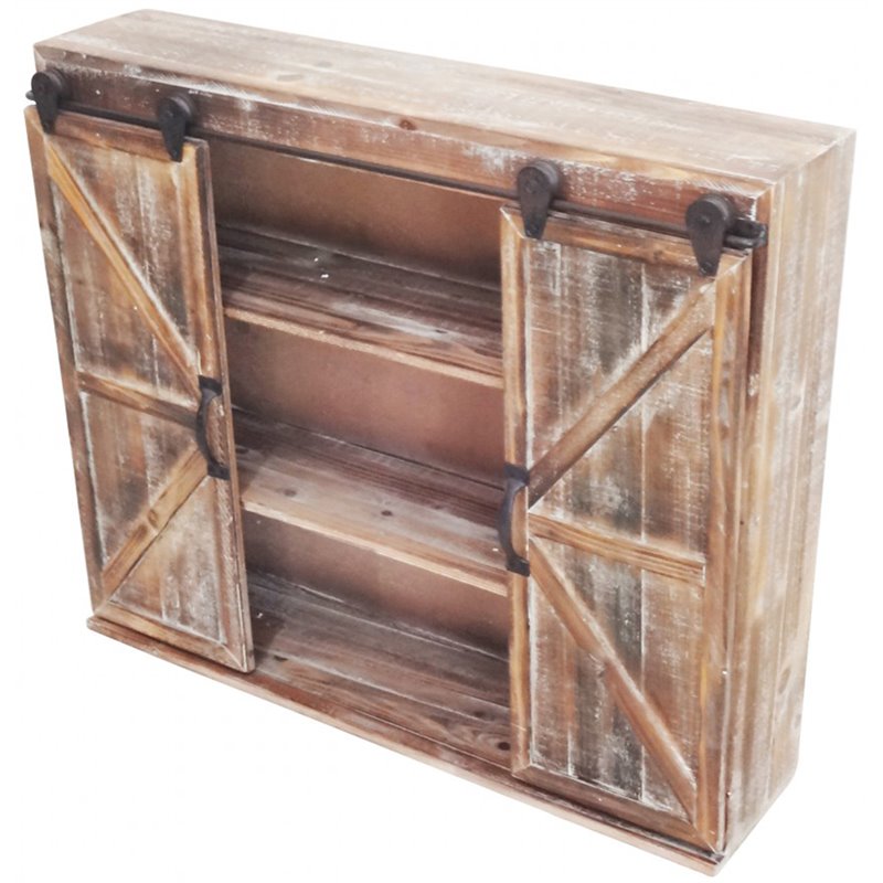 Jeco Wall Mounted Storage Cabinet in Black and Brown