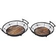 Jeco 2 Piece Round Serving Tray Set in Black and Brown