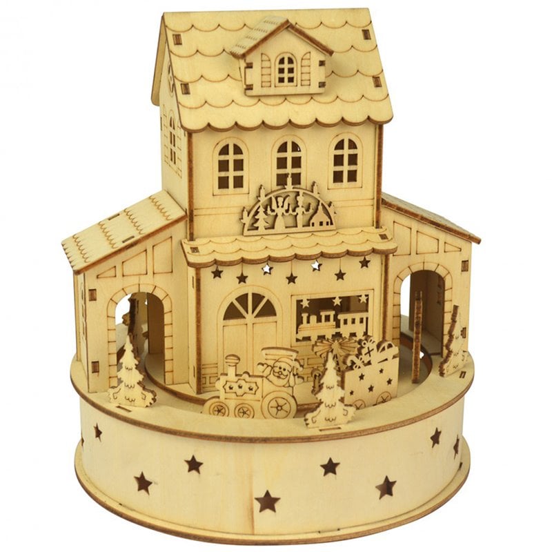 Jeco LED Wooden Village Figurine in Natural