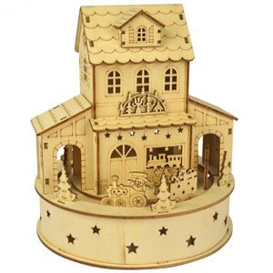 Jeco LED Wooden Village Figurine in Natural