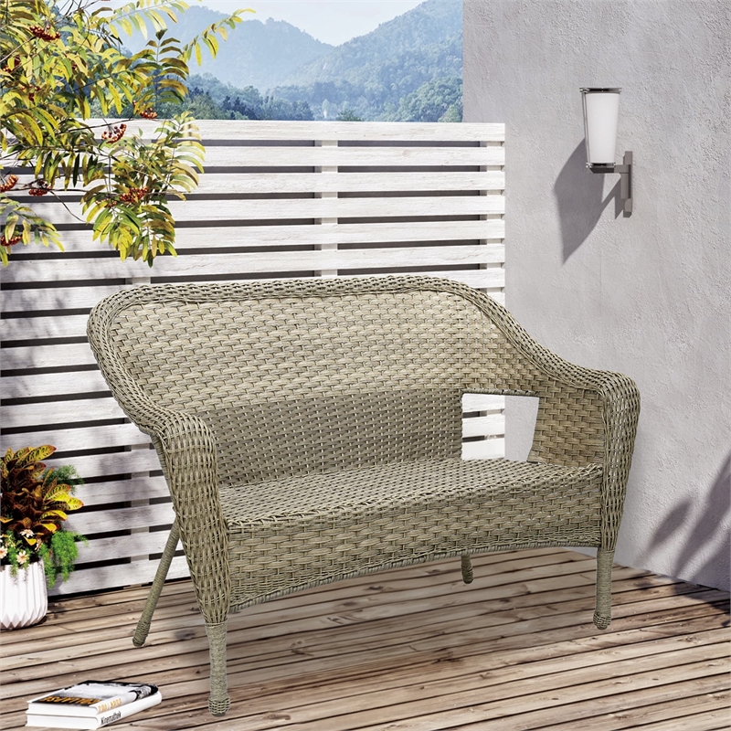 Jeco Clark Wicker Patio Loveseat in Gray