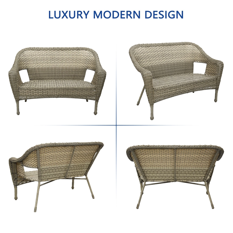 Jeco Clark Wicker Patio Loveseat in Gray