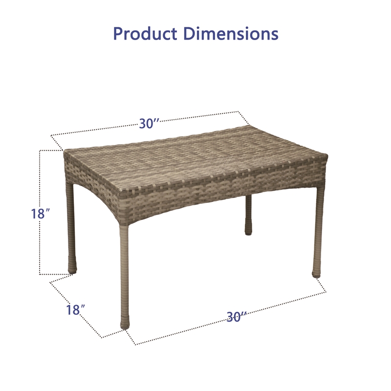 Jeco Clark Wicker Patio Coffee Table in Gray